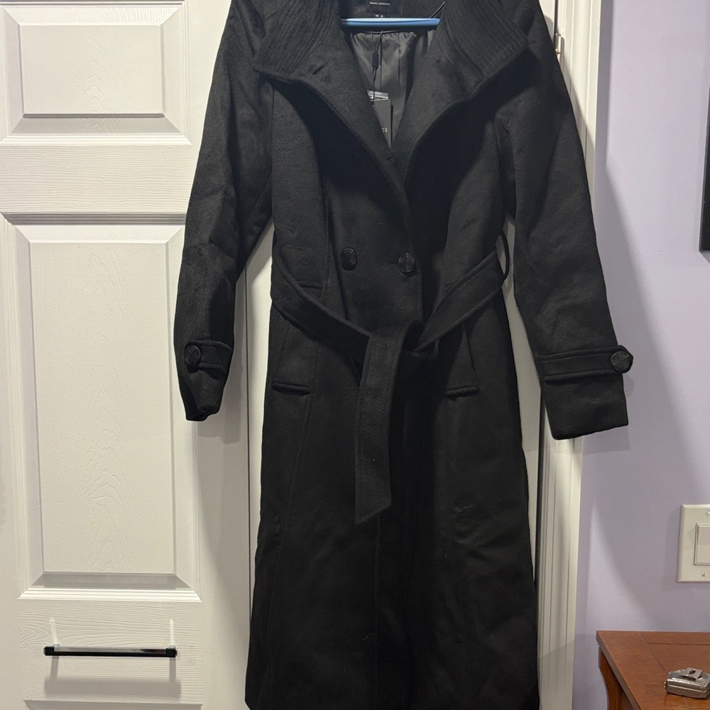 Elegant Black Wool Trench Coat